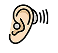 Ear with hearind aid icon